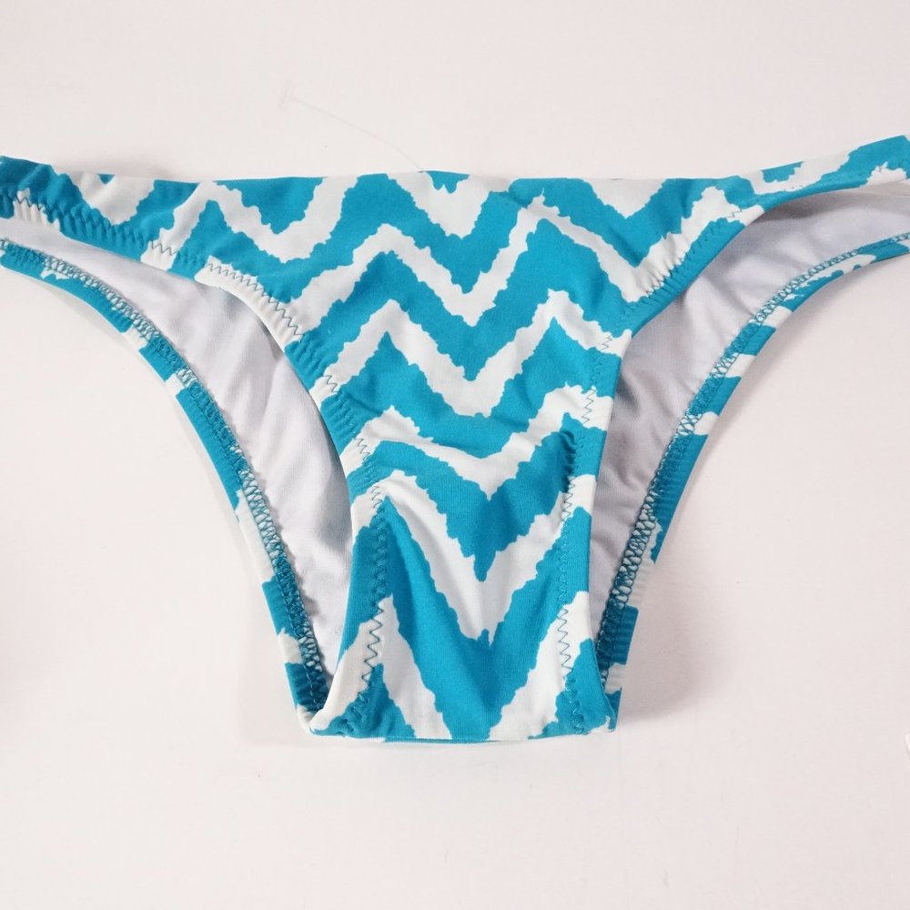 Milly Cabana Women's Turq White Zig Zag Bikini Bottoms NWOT 98 Sz S